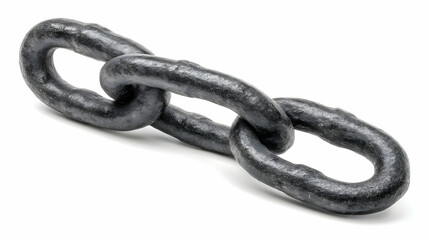 Obraz premium Metallic Black Chain Links Isolated On White Showing Strength And Texture