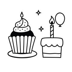birthday cake cupcake celebration party vector art