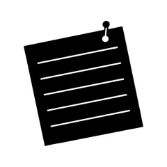 Note Paper Icon with Paperclip, Blank Lined Document vector illustration
