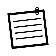 Note Paper Icon with Paperclip, Blank Lined Document vector illustration