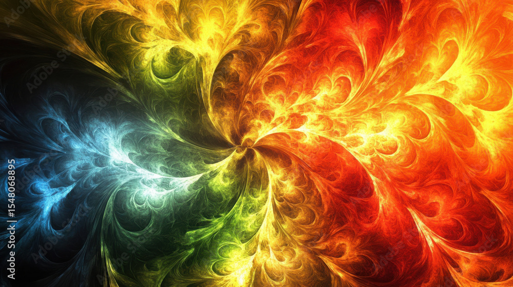 Poster colorful abstract background with spiraling flame-like patterns. fire and ice concept. modern art vi