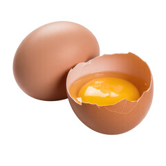 Fresh Broken Egg Showing Yolk on Transparent Background
