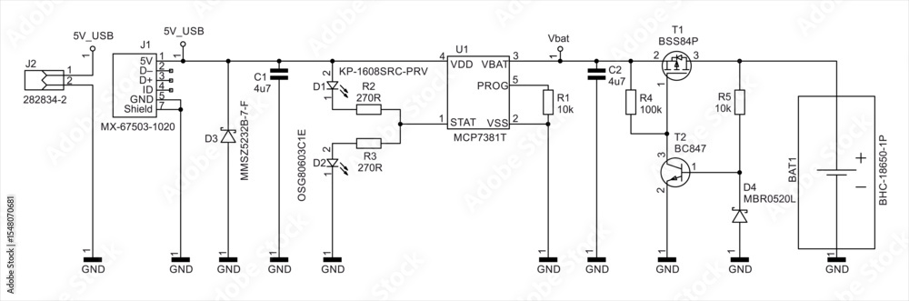 Poster schematic diagram of electronic device. vector technical drawing electrical circuit with controller,