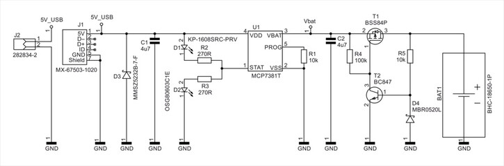 Schematic diagram of electronic device.
Vector technical drawing electrical circuit with 
controller, resistor, capacitor,
integrated circuit, diode, led,
other components on white paper sheet.