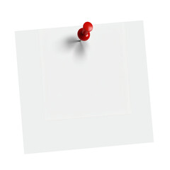 White Note with Red Pushpin on Transparent Background