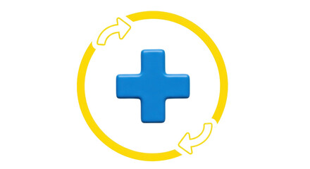 Obraz premium Isolated Blue Plus Sign with Yellow Arrows