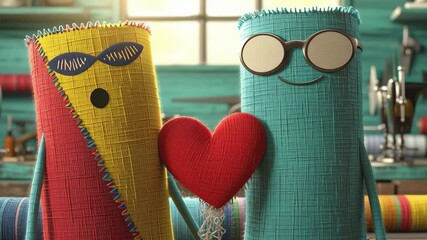 Fabric Bolts in Love – A cute and funny alternative romance story where colorful fabric bolts fall for each other, bringing playful charm to a Valentine or anniversary theme.