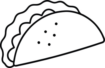 taco icon line art vector illustration on transparent background
