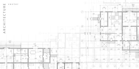 House plan project . Architectural plan . Engineering design .Industrial construction of houses . Vector illustration .