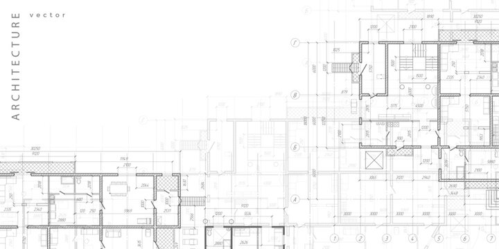 House plan project . Architectural plan . Engineering design .Industrial construction of houses . Vector illustration .