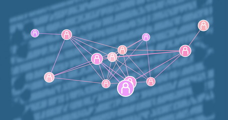 Displaying connected user nodes and edges forming network graph on dashboard, with blurred code