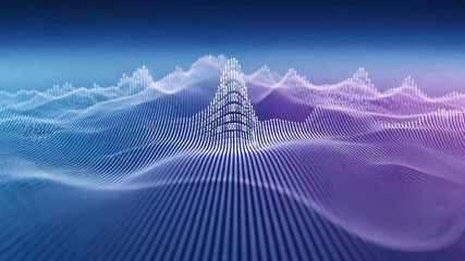 Binary code data visualization, wave pattern technology background. Digital data, abstract wave, information technology and network, data processing. - Powered by Adobe