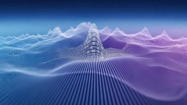 Binary code data visualization, wave pattern technology background. Digital data, abstract wave, information technology and network, data processing.