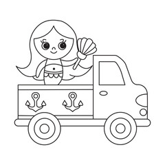 Mermaid hand drawn coloring page set for illustration