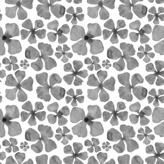 Seamless floral pattern. Watercolor background with black and white abstract flowers for textile, wallpapers, home decor