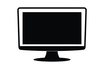Fototapeta premium Monitor mockup front view silhouette vector icon, simple flat screen display illustration