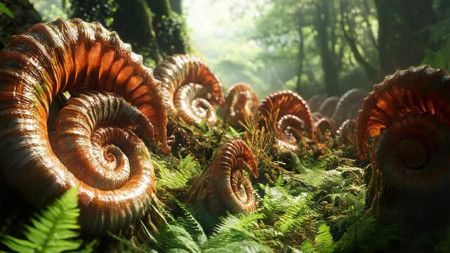 A group of mushrooms that are in the woods