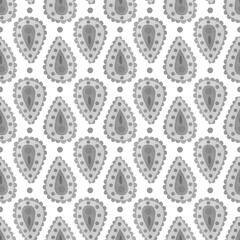 Paisley background. Seamless abstract pattern in oriental style. Watercolor background with black and white paisley ornament for textile