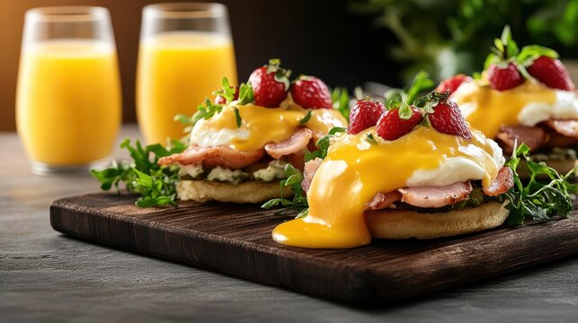 Natural Wooden Cutting Board on Rustic Kitchen Table with Fresh Produce