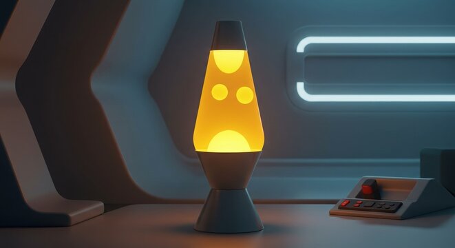 Retro-Futuristic Lava Lamp: Glowing Amber in a Sleek, Minimalist Space
