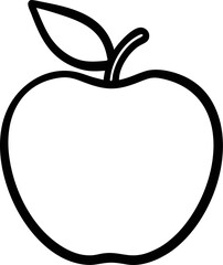 Minimalist apple vector outline, clean stroke, elegant shape, scalable design, ideal for icons, stickers, healthy food branding, and organic packaging.