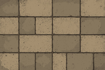 Naklejka premium Vintage industrial concrete tile wall seamless pattern. Aged grainy stone texture. Grunge brickwork background. Rustic cartoon vector illustration for architecture, flooring, masonry, design projects