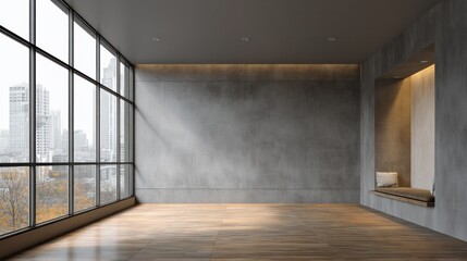 Stylish Modern Zoom Background In Minimalist Office Space