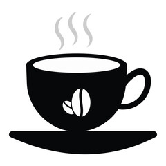 Coffee cup icon. Beautiful tea cup for logo icon. Cup of coffee icon, vector design template isolated on white background. Vector illustration. eps 10