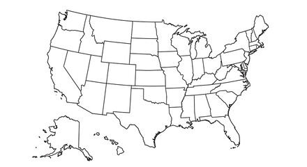 Blank United States Map with State Borders