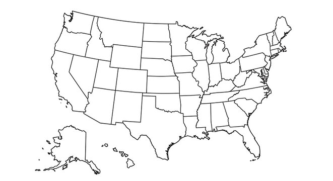 Blank United States Map with State Borders - Powered by Adobe