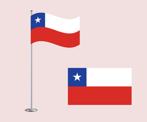 High Quality Vector Illustration of the Chile National Flag in Flat Style