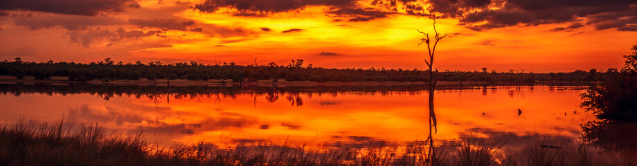 Sunrise from sable dam hide in Greater Kruger National park, South Africa