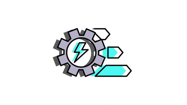 Energy Gear Rotation with Performance Arrows, representing energy flow and efficiency. Ideal for engineering, energy optimization, automation and mechanical systems themes.