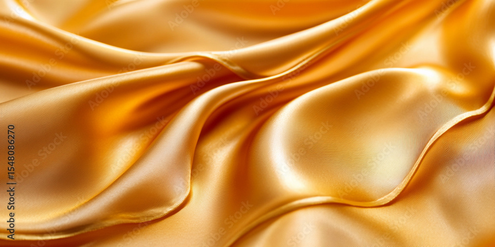 Poster luxurious golden silk fabric draping softly generative ai