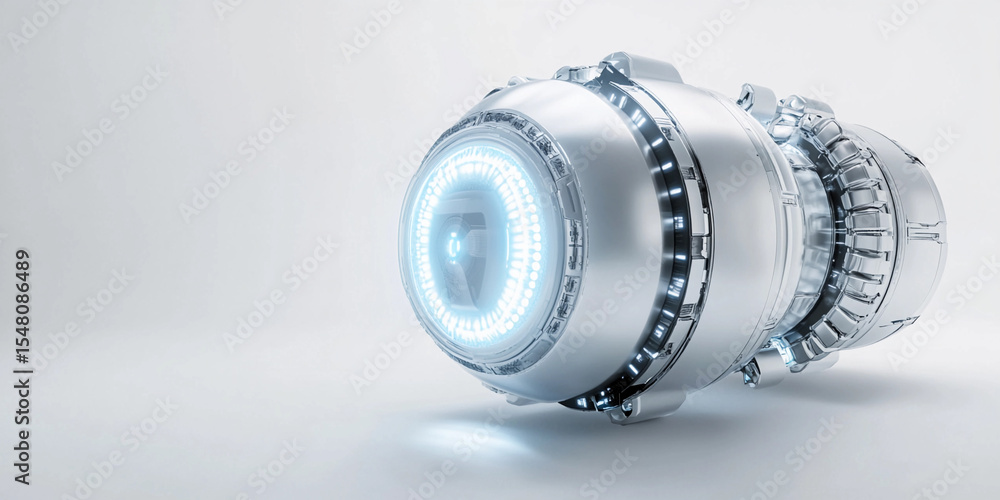 Aufkleber Futuristic metallic device with glowing elements Generative AI