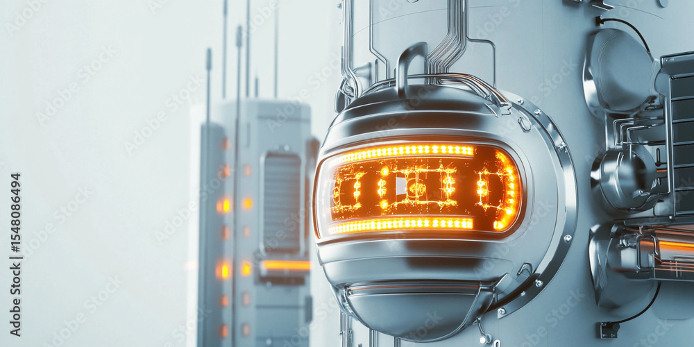 Leinwandbilder futuristic metallic structure with glowing elements generative ai