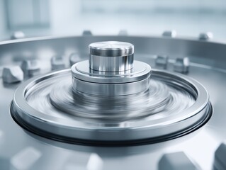 A high-tech centrifuge spins rapidly, illustrating blurred motion and the essence of scientific progress and innovation.