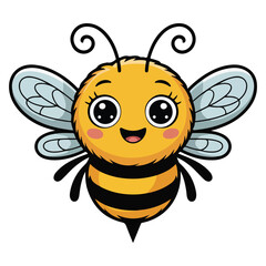 Cute Cartoon Smiling Bee with Big Eyes