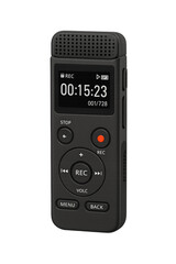 Digital voice recorder recording audio on transparent background