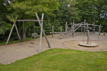 Children playground in park Malovka in Kolodeje at Prague,Central Bohemia,Czech republic
