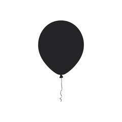 Black Balloon Silhouette Minimalist Vector Illustration Isolated on White