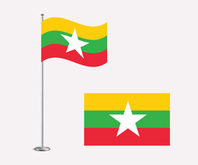 High Quality Vector Illustration of the Myanmar National Flag in Flat Style