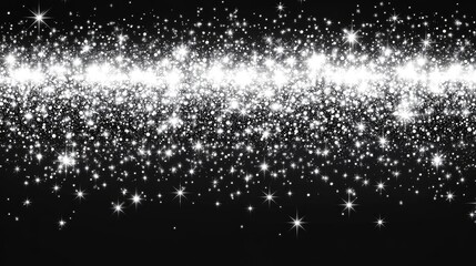 Sparkling white glitter effect on a black background.