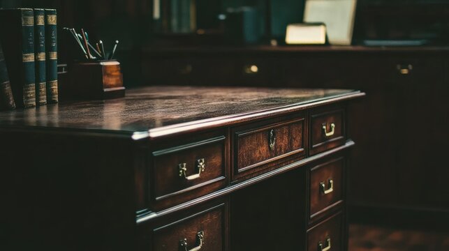 Dark antique wooden desk