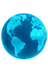 Fototapeta premium Rotating blue earth globe showing americas and grid on transparent background