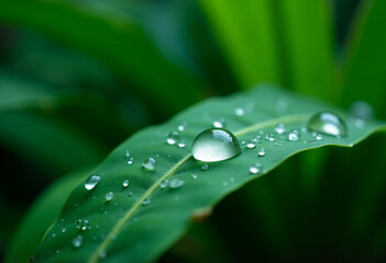 Water Droplets on Leaf 