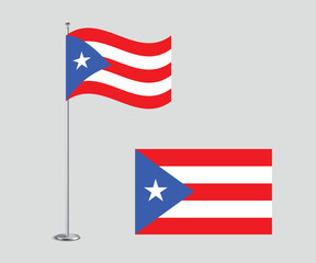 High Quality Vector Illustration of the Puerto Rico National Flag in Flat Style