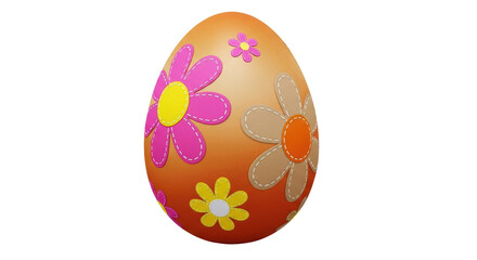 Isolated Decorated Easter Egg with Flowers