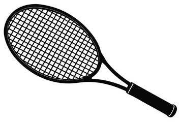 Minimalist tennis racket icon silhouette flat design vector illustration