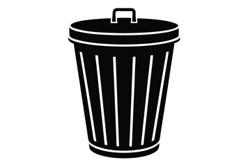 trash bin icon flat design vector silhouette illustration waste container trashcan